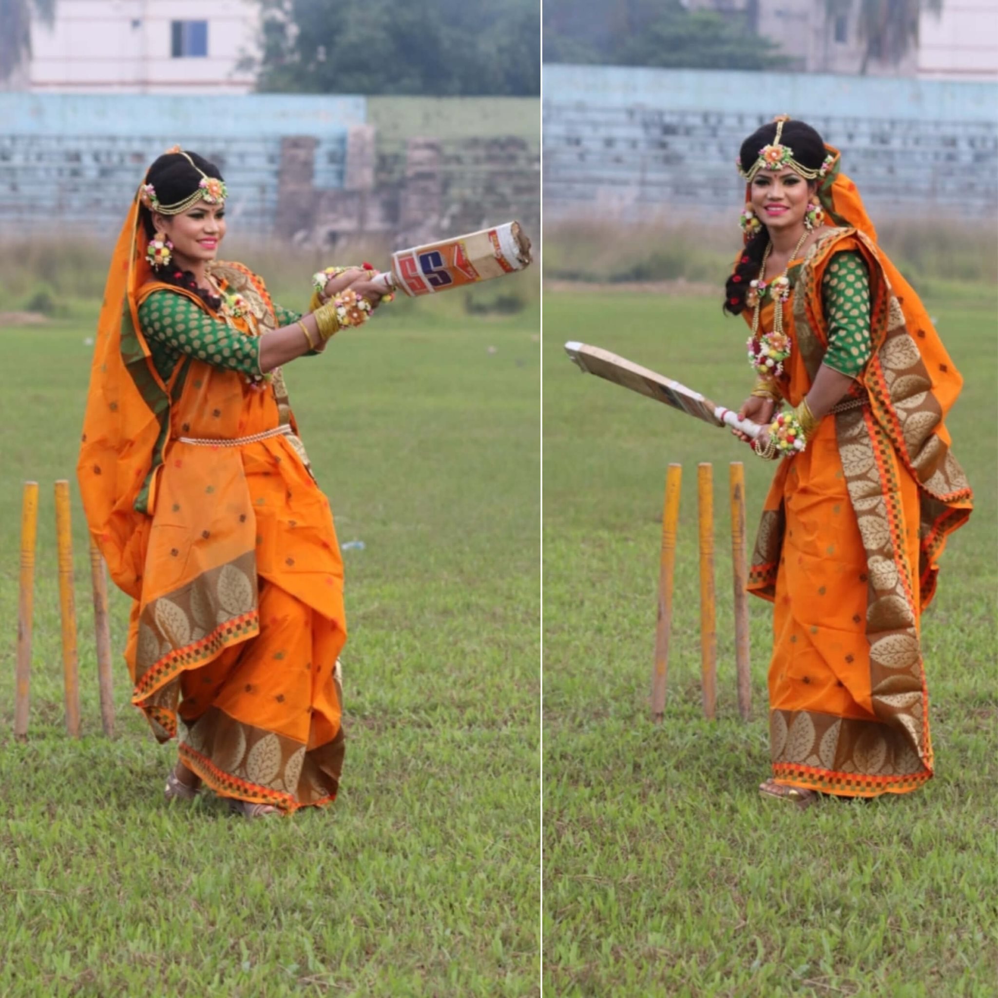 বিয়ের সাজেও ব্যাট-বল ছাড়েন নি সানজিদা